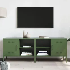 vidaXL Muebles de TV 2 piezas acero oliva 68x39x50,5 cm Verde Clearance