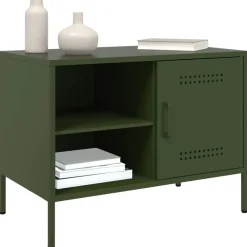 vidaXL Muebles de TV 2 piezas acero oliva 68x39x50,5 cm Verde Clearance