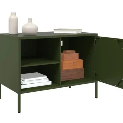vidaXL Muebles de TV 2 piezas acero oliva 68x39x50,5 cm Verde Clearance