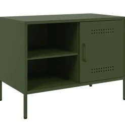 vidaXL Muebles de TV 2 piezas acero oliva 68x39x50,5 cm Verde Clearance