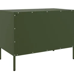 vidaXL Muebles de TV 2 piezas acero oliva 68x39x50,5 cm Verde Clearance