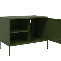 vidaXL Muebles de TV 2 piezas acero oliva 68x39x50,5 cm Verde Clearance