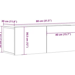 vidaXL Muebles Tv-Muebles de TV 2 uds madera ingeniería 80x30x30 cm
