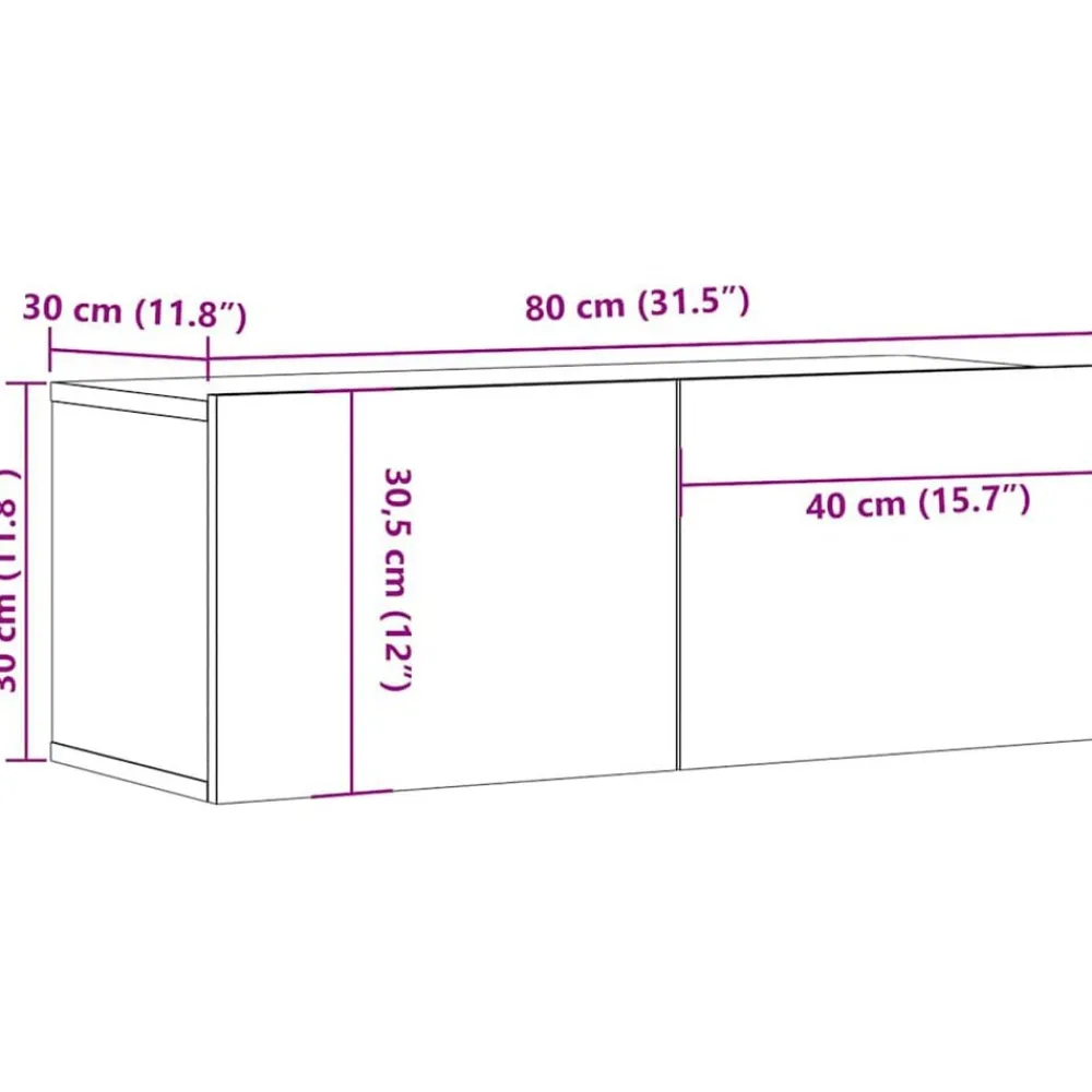 vidaXL Muebles Tv-Muebles de TV 2 uds madera ingeniería 80x30x30 cm