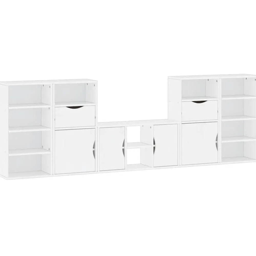 vidaXL Muebles de TV 5 uds. con almacenaje "ODDA" madera pino Blanco Clearance