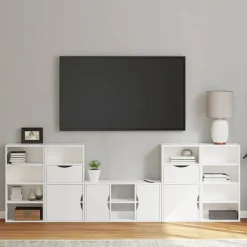 vidaXL Muebles de TV 5 uds. con almacenaje "ODDA" madera pino Blanco Clearance