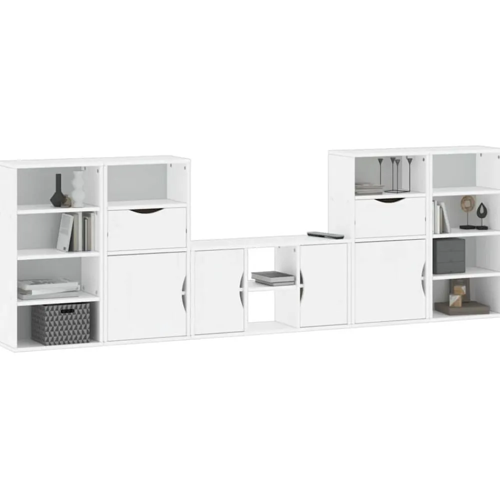 vidaXL Muebles de TV 5 uds. con almacenaje "ODDA" madera pino Blanco Clearance