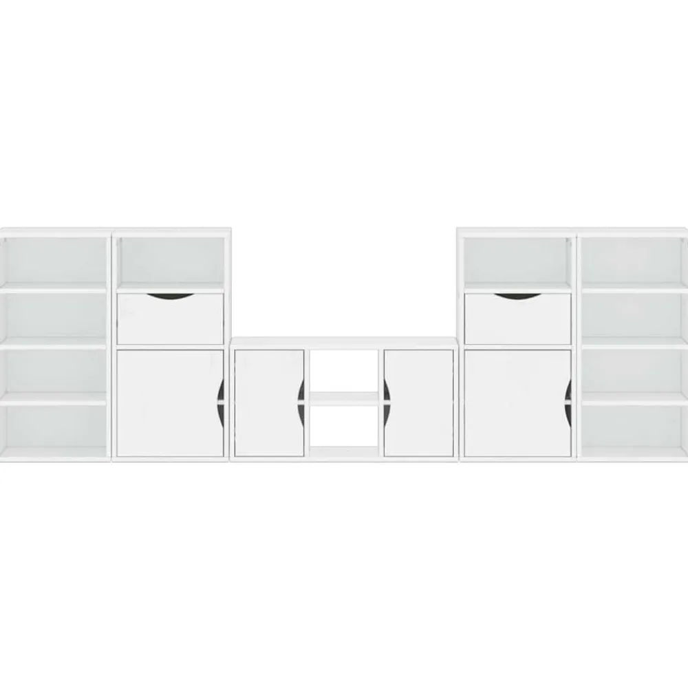 vidaXL Muebles de TV 5 uds. con almacenaje "ODDA" madera pino Blanco Clearance