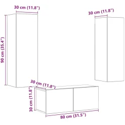 vidaXL Muebles Tv-Muebles de TV de pared 6 uds madera ingeniería roble artesanal