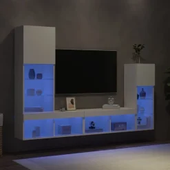 vidaXL Muebles Tv-Muebles de TV de pared con LED 4 pzas madera ingeniería