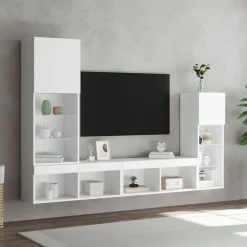 vidaXL Muebles Tv-Muebles de TV de pared con LED 4 pzas madera ingeniería