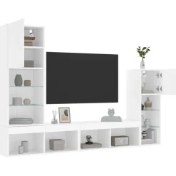 vidaXL Muebles Tv-Muebles de TV de pared con LED 4 pzas madera ingeniería