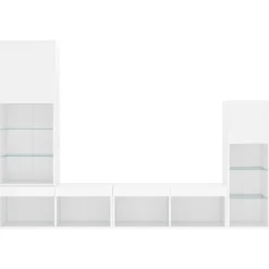 vidaXL Muebles Tv-Muebles de TV de pared con LED 4 pzas madera ingeniería