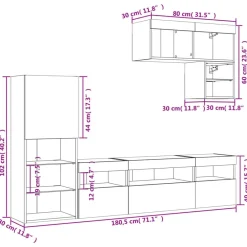 vidaXL Muebles de TV de pared con LED 6 pzas madera ingeniería Blanco Outlet