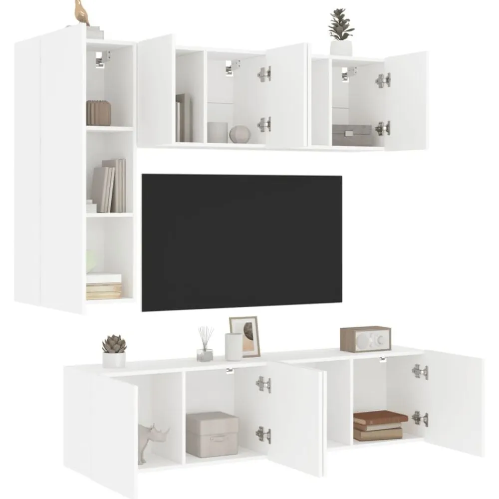 vidaXL Muebles Tv-Muebles de TV de pared 5 piezas madera de ingeniería