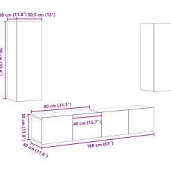 vidaXL Muebles de TV de pared 4 uds madera ingeniería roble artesanal Roble artisan Online