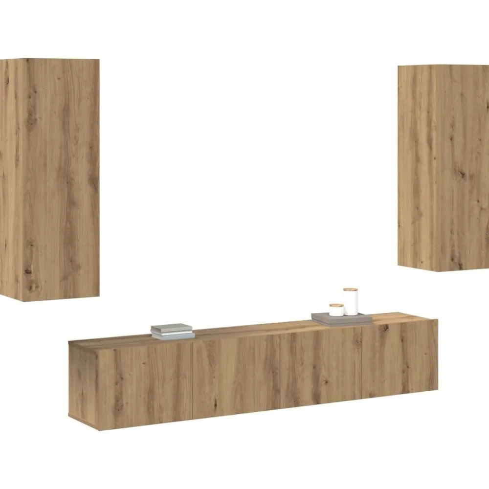 vidaXL Muebles de TV de pared 4 uds madera ingeniería roble artesanal Roble artisan Online