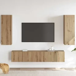 vidaXL Muebles de TV de pared 4 uds madera ingeniería roble artesanal Roble artisan Online