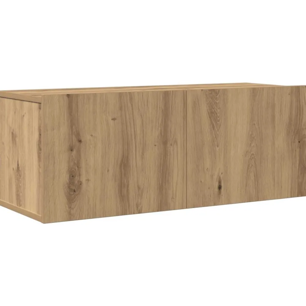 vidaXL Muebles de TV de pared 4 uds madera ingeniería roble artesanal Roble artisan Online