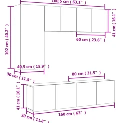 vidaXL Muebles Tv-Muebles de TV de pared 5 pzas madera de ingeniería