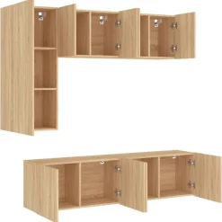 vidaXL Muebles Tv-Muebles de TV de pared 5 pzas madera de ingeniería