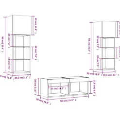 vidaXL Muebles de TV de pared con luces LED 4 piezas Blanco Outlet