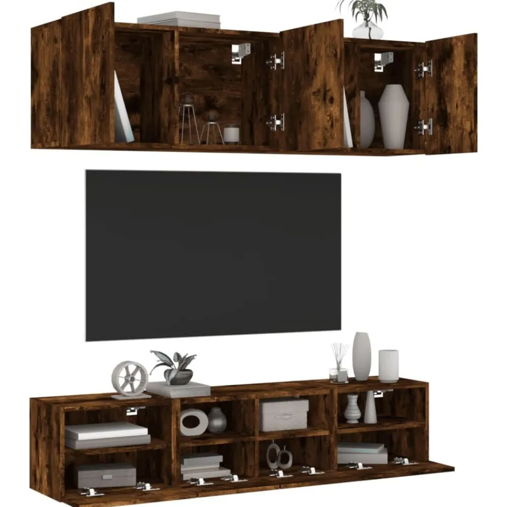 vidaXL Muebles Tv-Muebles de TV de pared 5 pzas madera ingeniería