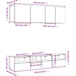 vidaXL Muebles Tv-Muebles de TV de pared 5 pzas madera ingeniería