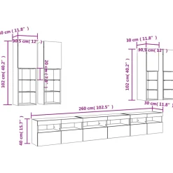 vidaXL Muebles Tv-Muebles de TV de pared con luces LED 7 piezas