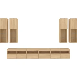 vidaXL Muebles Tv-Muebles de TV de pared con luces LED 7 piezas