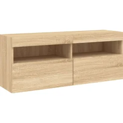 vidaXL Muebles Tv-Muebles de TV de pared con luces LED 7 piezas