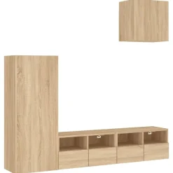 vidaXL Muebles de TV de pared 4 pzas madera de ingeniería Roble Sonoma Best