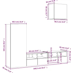 vidaXL Muebles de TV de pared 4 pzas madera de ingeniería Roble Sonoma Best