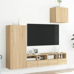 vidaXL Muebles de TV de pared 4 pzas madera de ingeniería Roble Sonoma Best