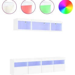 vidaXL Muebles Tv-Muebles de TV de pared con LED 5 pzas madera ingeniería