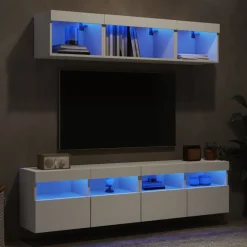 vidaXL Muebles Tv-Muebles de TV de pared con LED 5 pzas madera ingeniería