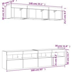 vidaXL Muebles Tv-Muebles de TV de pared con LED 5 pzas madera ingeniería