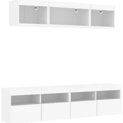 vidaXL Muebles Tv-Muebles de TV de pared con LED 5 pzas madera ingeniería