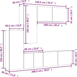 vidaXL Muebles Tv-Muebles de TV de pared 5 piezas madera de ingeniería