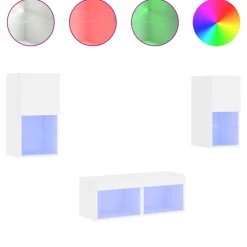 vidaXL Muebles Tv-Muebles de TV de pared con luces LED 4 piezas
