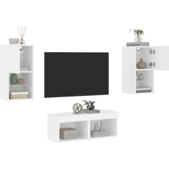 vidaXL Muebles Tv-Muebles de TV de pared con luces LED 4 piezas