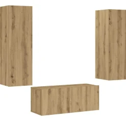 vidaXL Muebles Tv-Muebles de TV de pared 3 uds madera ingeniería roble artesanal