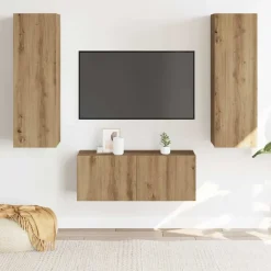 vidaXL Muebles Tv-Muebles de TV de pared 3 uds madera ingeniería roble artesanal