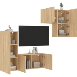 vidaXL Muebles Tv-Muebles de TV de pared 4 pzas madera de ingeniería