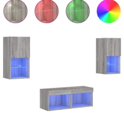 vidaXL Muebles Tv-Muebles de TV de pared con luces LED 4 piezas
