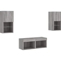 vidaXL Muebles Tv-Muebles de TV de pared con luces LED 4 piezas