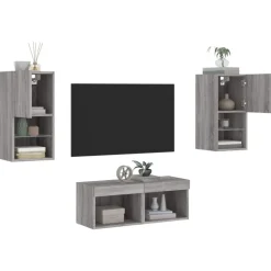 vidaXL Muebles Tv-Muebles de TV de pared con luces LED 4 piezas