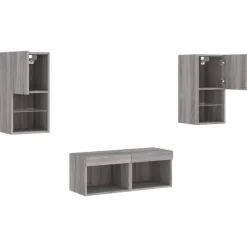vidaXL Muebles Tv-Muebles de TV de pared con luces LED 4 piezas