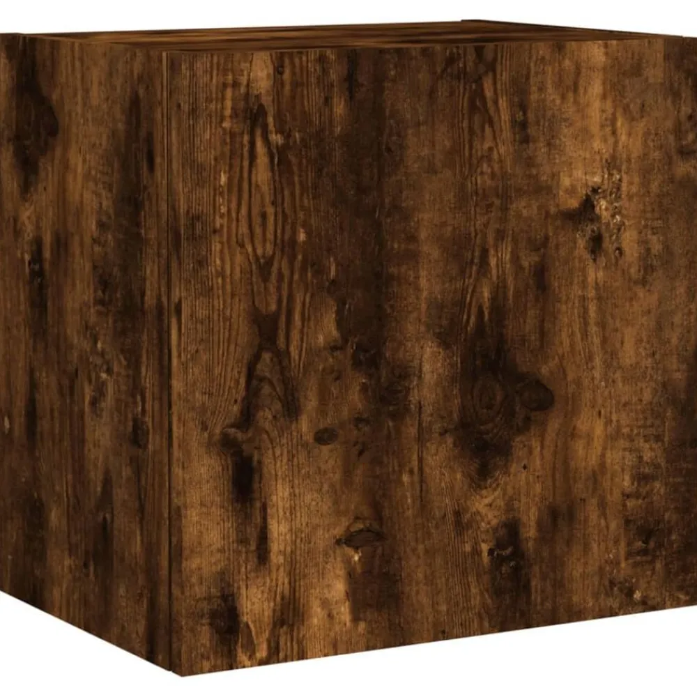 vidaXL Muebles de TV de pared 4 pzas madera ingeniería Roble ahumado New