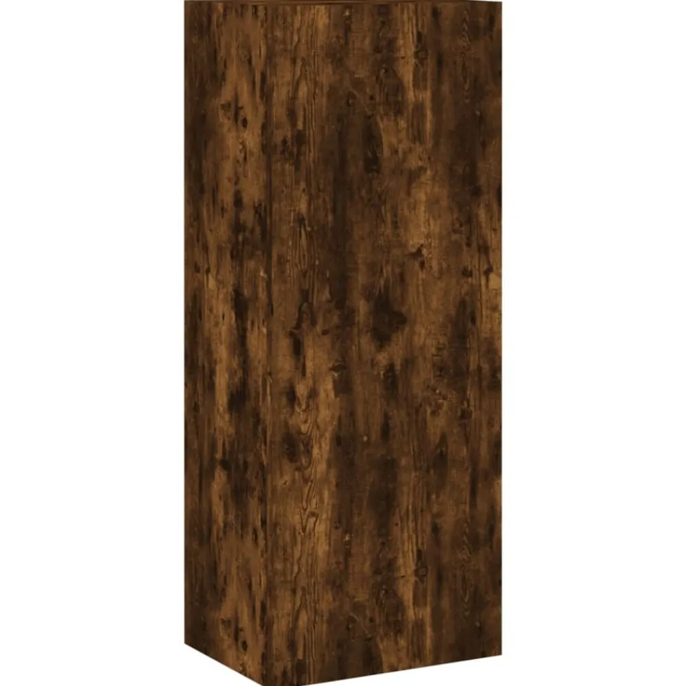 vidaXL Muebles de TV de pared 4 pzas madera ingeniería Roble ahumado New